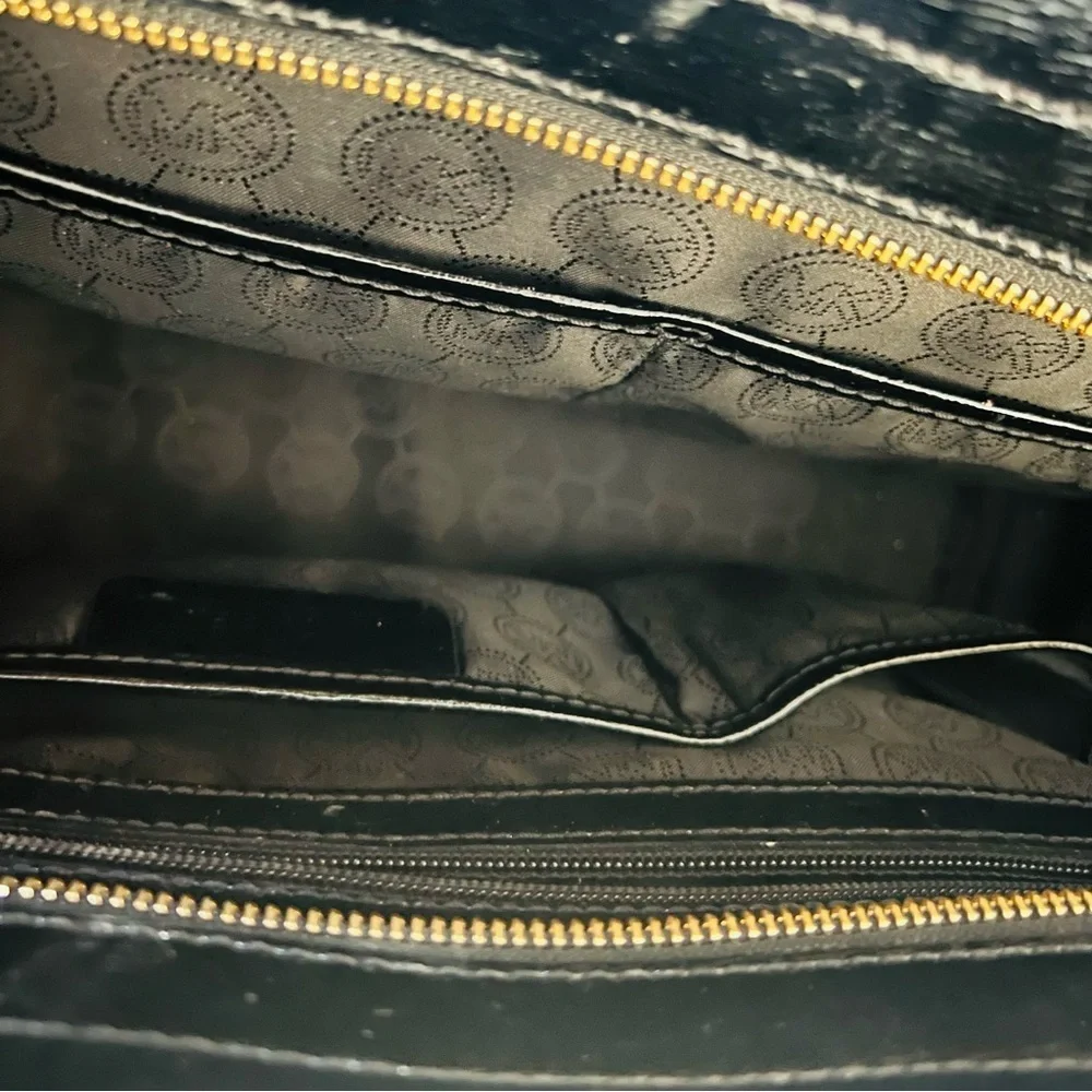 Michael Kors Avril Black Patent Leather Satchels/Shoulders Bag